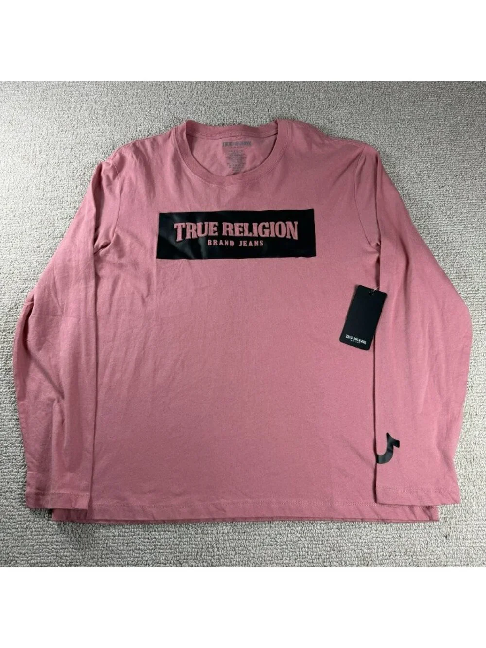 True Religion Embossed Long Sleeve T-Shirt Pink Black Men’s Size 87